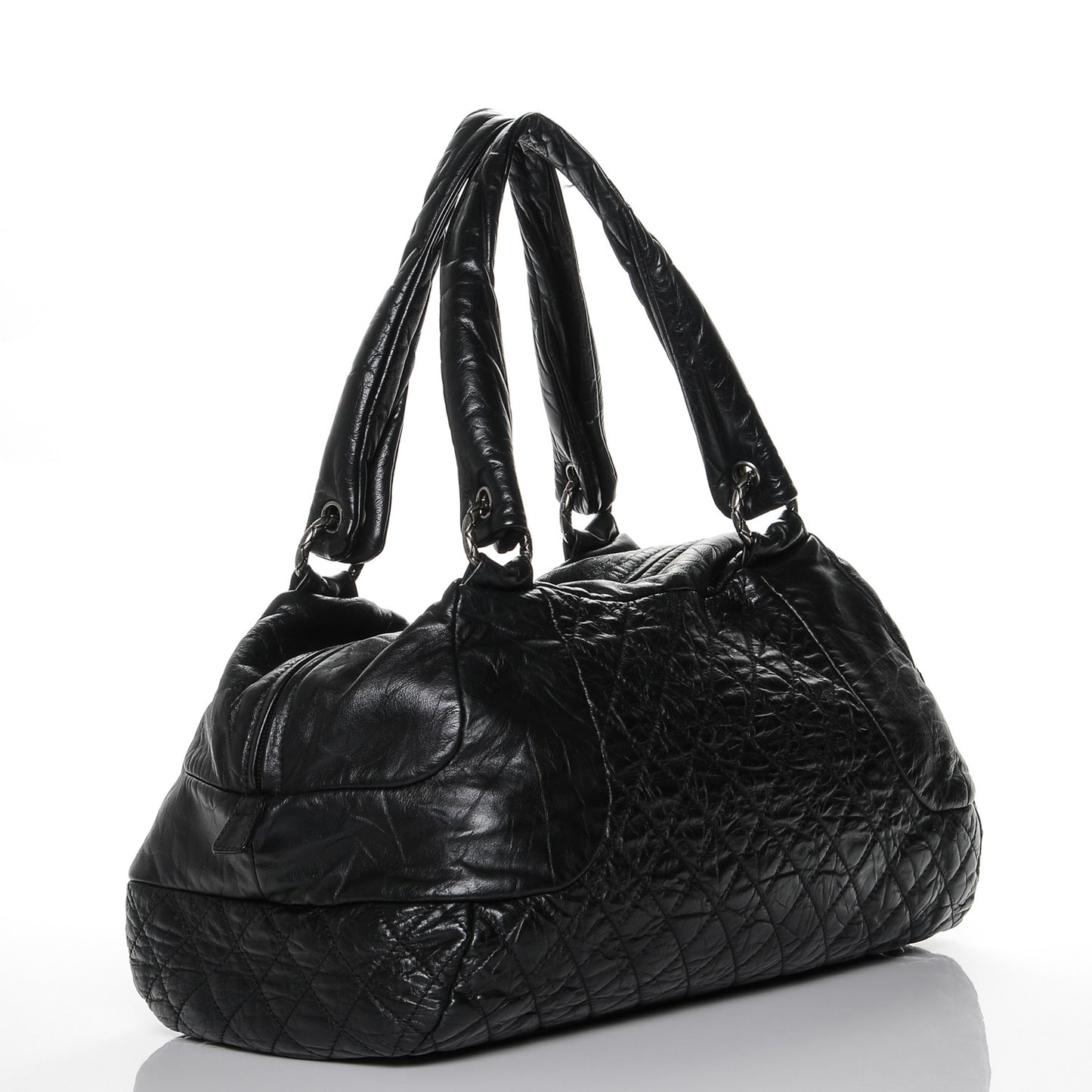 Aged Calfskin Coco Rider Bowling Bag Black
