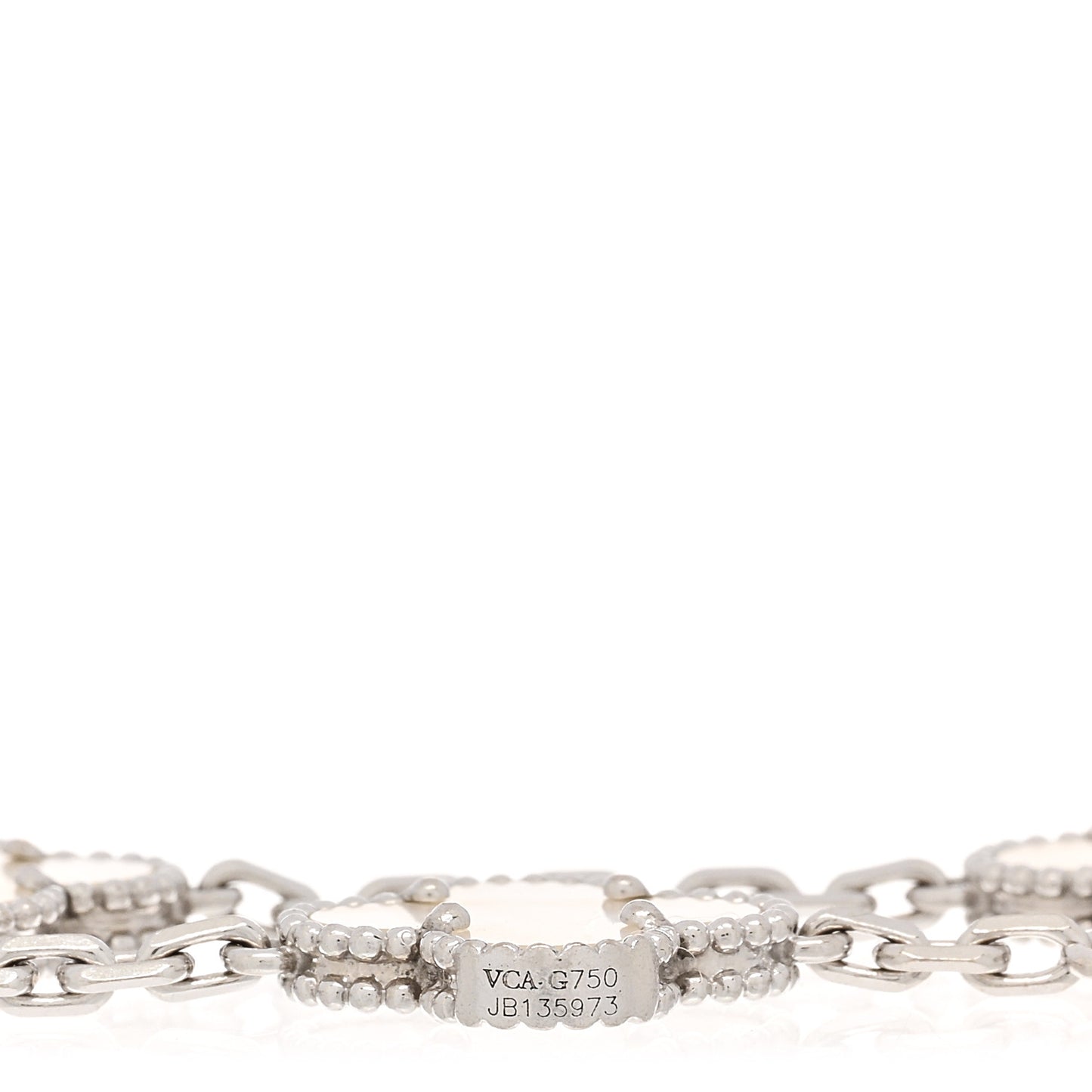 18K White Gold Mother of Pearl 5 Motifs Vintage Alhambra Bracelet