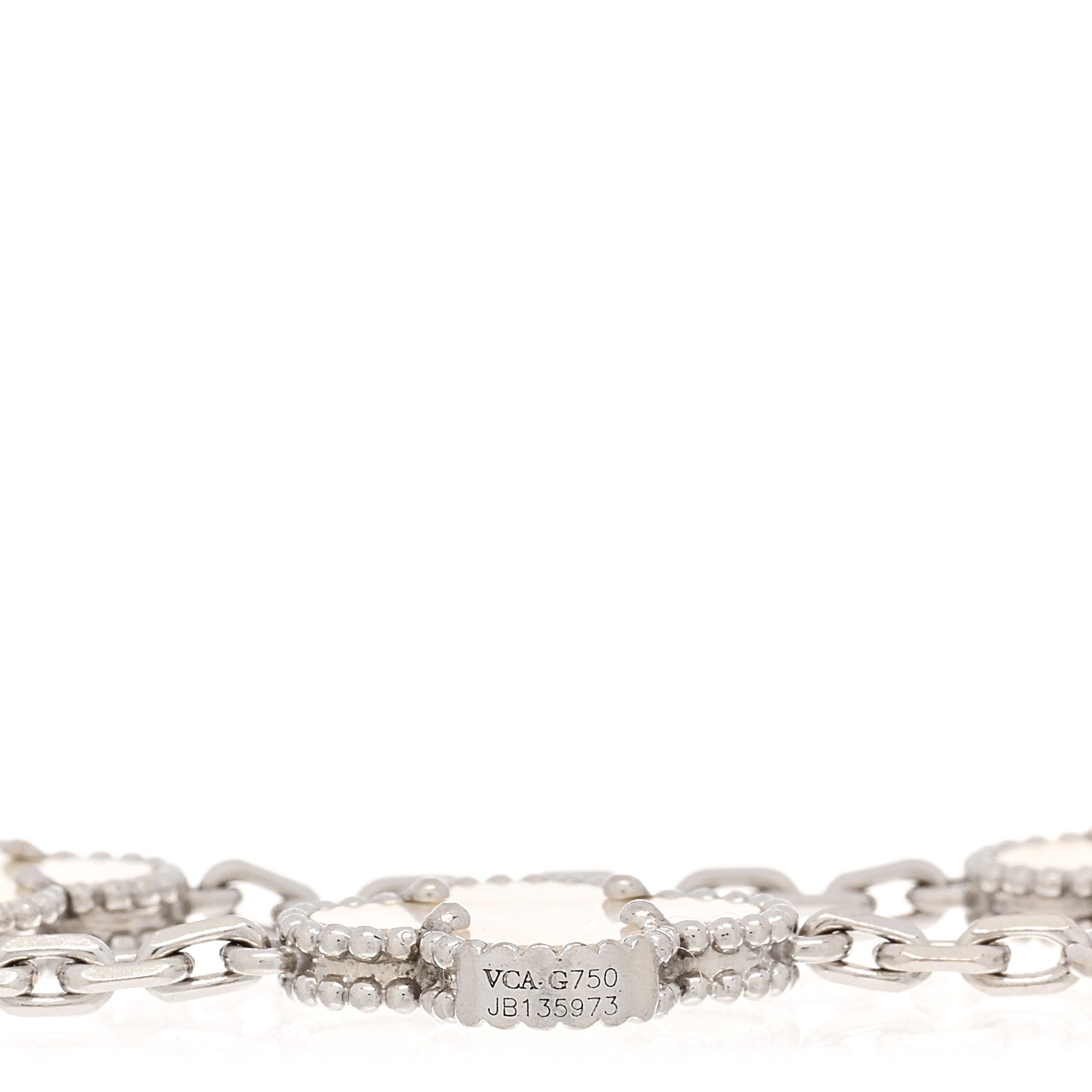 Van Cleef & Arpels 18K White Gold Mother of Pearl 5 Motifs Vintage Alhambra Bracelet 3 of 3