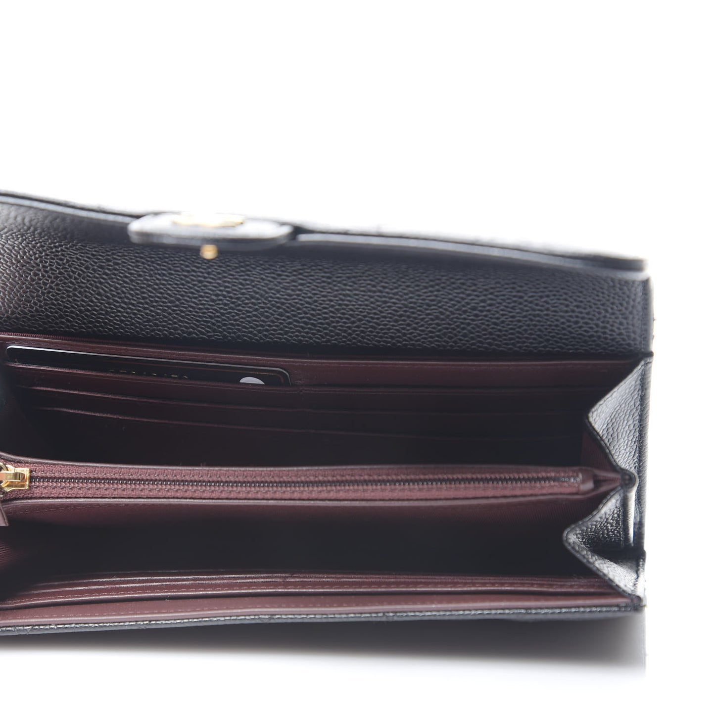 Caviar Quilted Large Gusset Flap Wallet Black