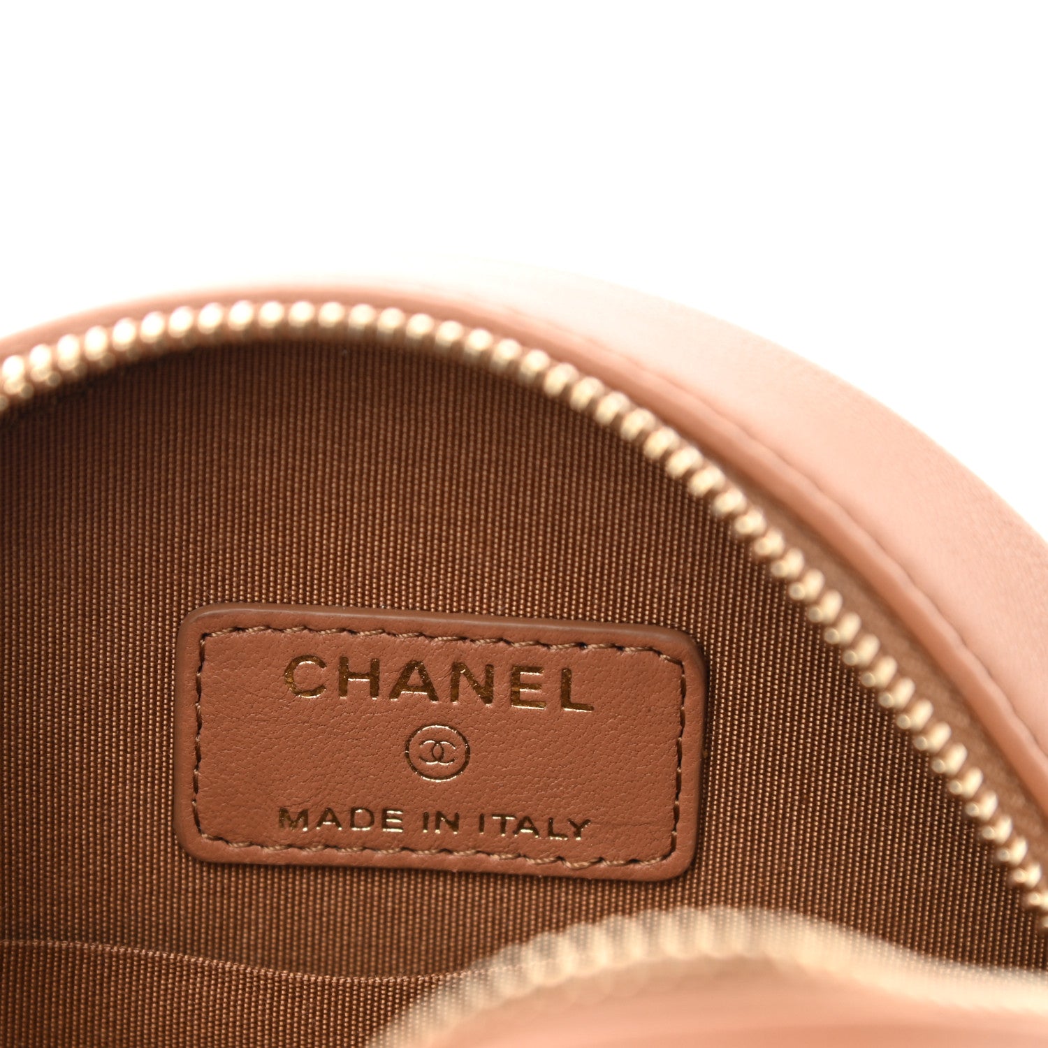 Chanel Shiny Lambskin Ribbon Quilted Round Clutch With Chain Brown 6 of 11