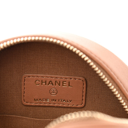 Chanel Shiny Lambskin Ribbon Quilted Round Clutch With Chain Brown 6 of 11