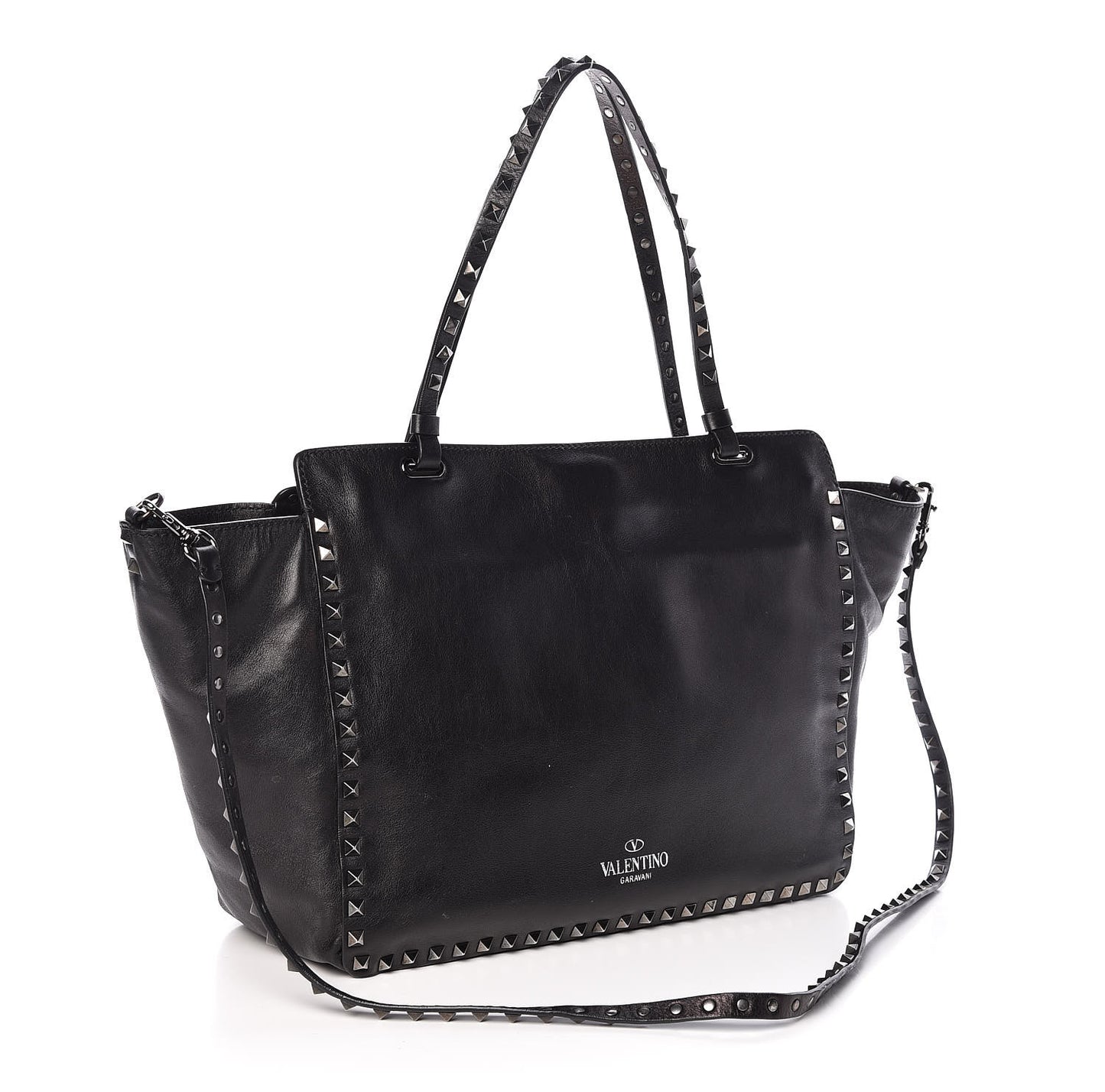 Vitello Medium Rockstud All Over Tote Black