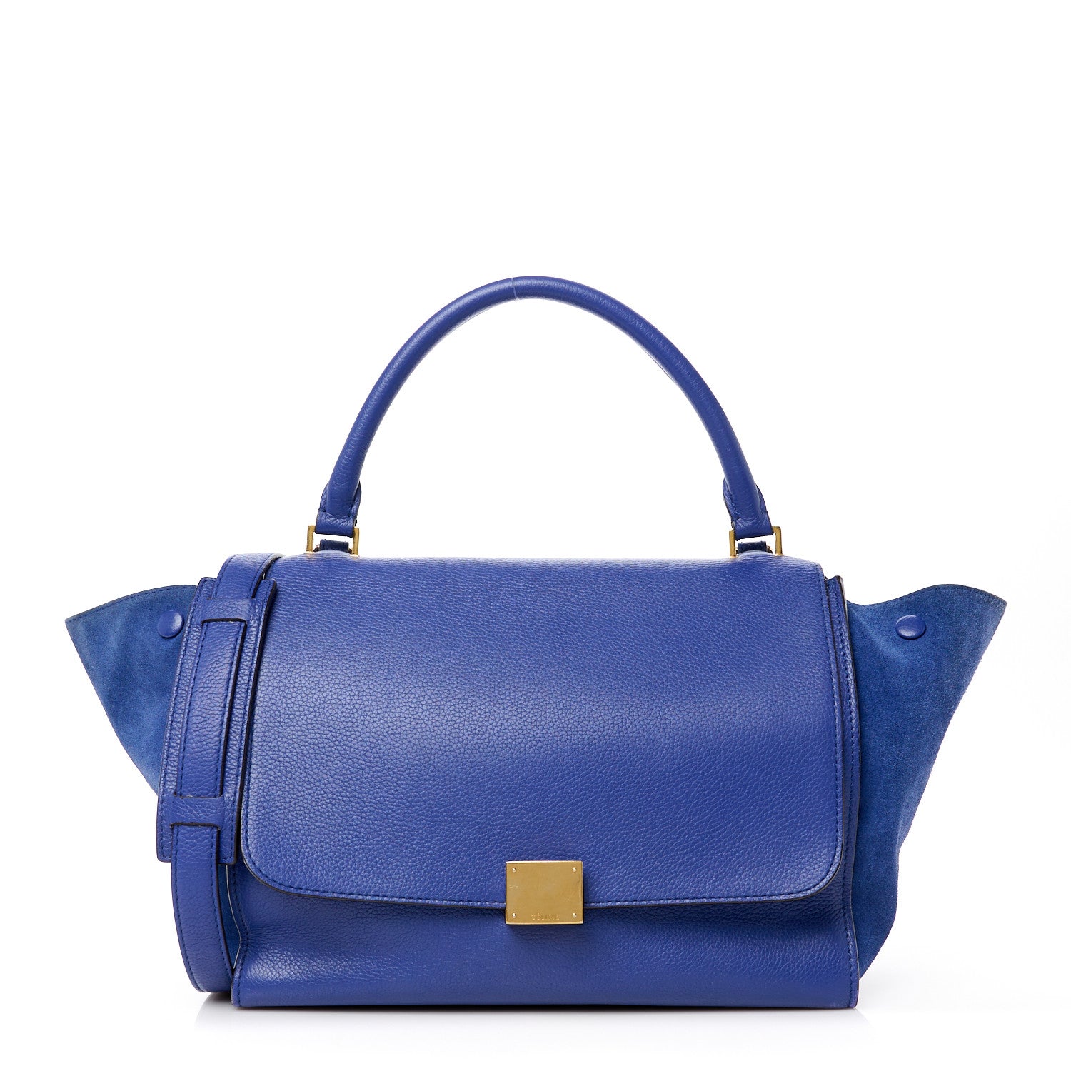 Celine Drummed Calfskin Suede Medium Trapeze Indigo 1 of 12