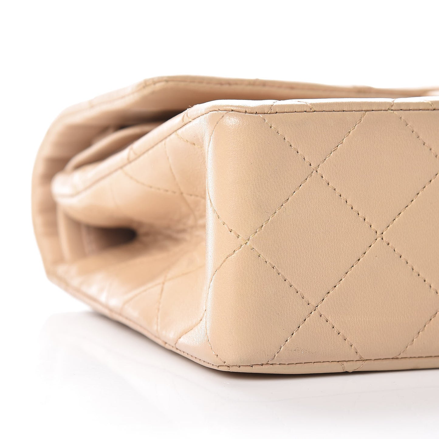 Lambskin Quilted Small Double Flap Beige