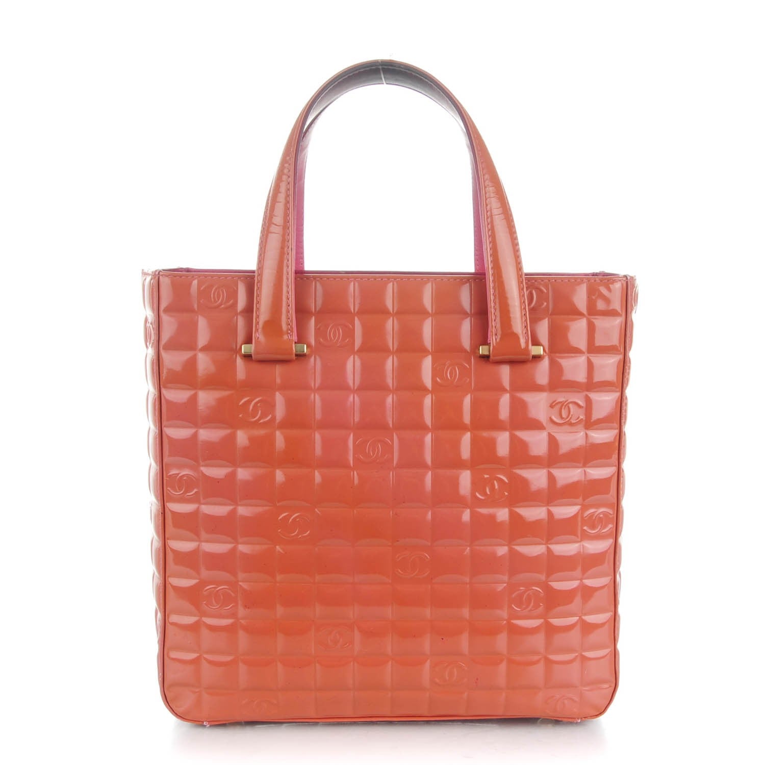Chanel Patent Chocolate Bar Quilted Tote Pink 1 of 10