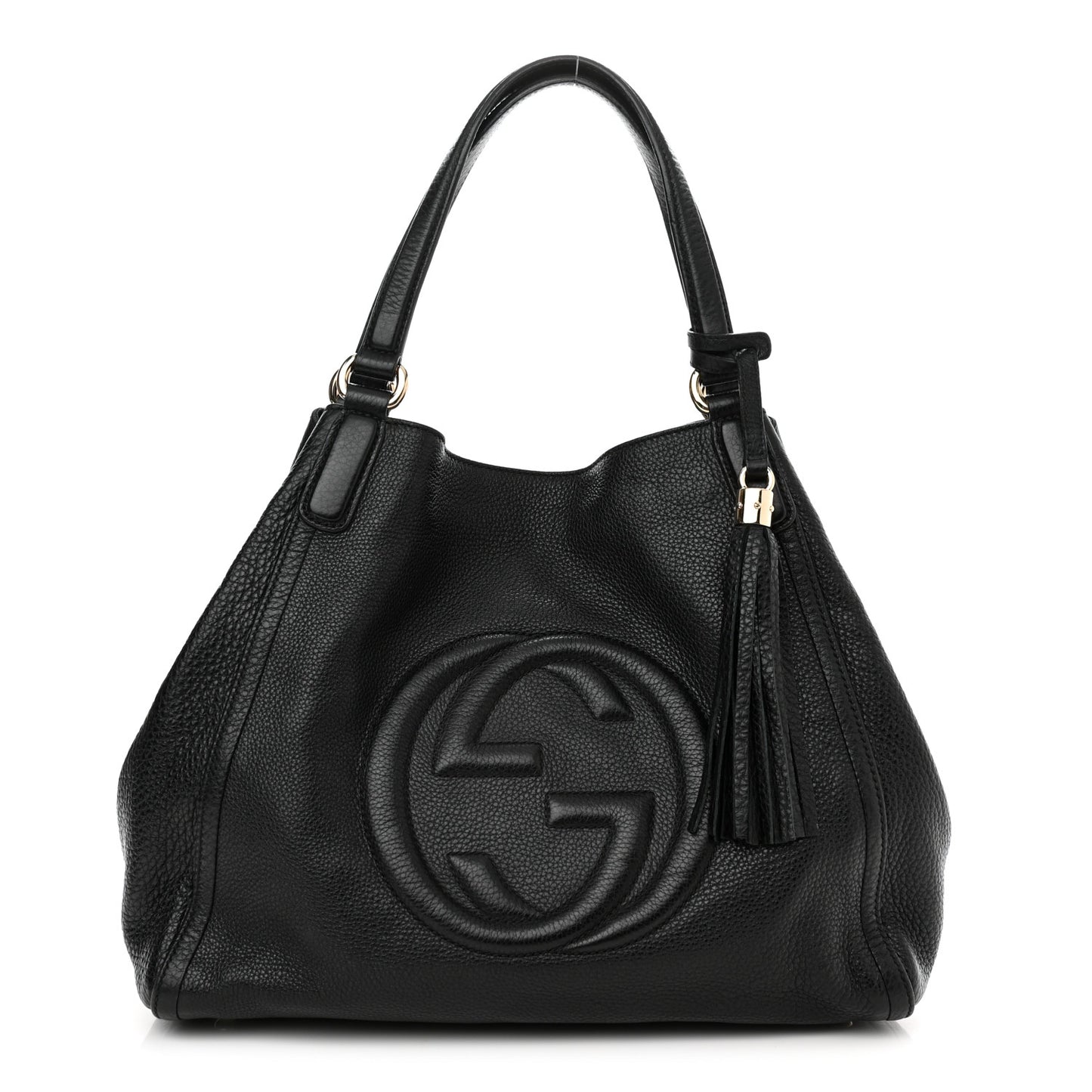 Pebbled Calfskin Medium Soho Shoulder Bag Black