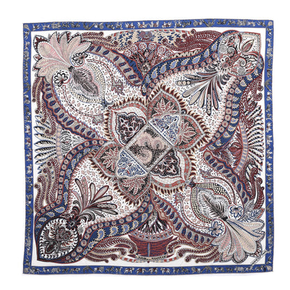 Hermes Cashmere Silk Le Jardin De La Maharani Shawl 140 Ivory Bleu Bois De Rose 1 of 5
