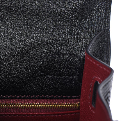 Hermes Chevre Mysore Horseshoe Kelly Sellier 28 Black Deep Red 13 of 36