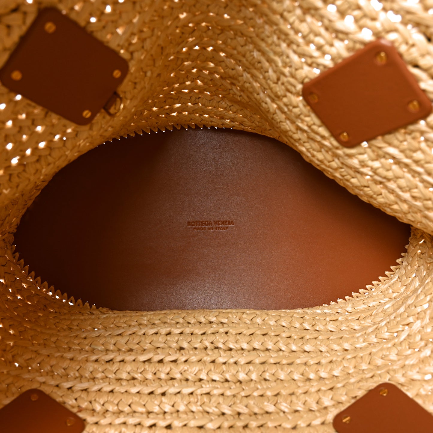 Raffia Calfskin Medium Arco Natural Wood