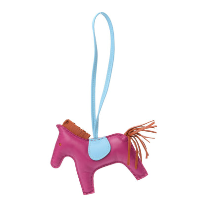 Hermes Milo Lambskin Grigri Rodeo Horse Bag Charm MM Rose Pourpre Cornaline Celeste 1 of 4