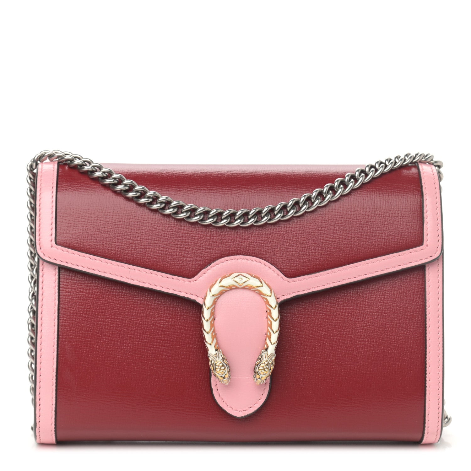 Gucci Azalea Calfskin Enamel Mini Dionysus Chain Wallet New Cherry Red Wild Rose Off White 1 of 11