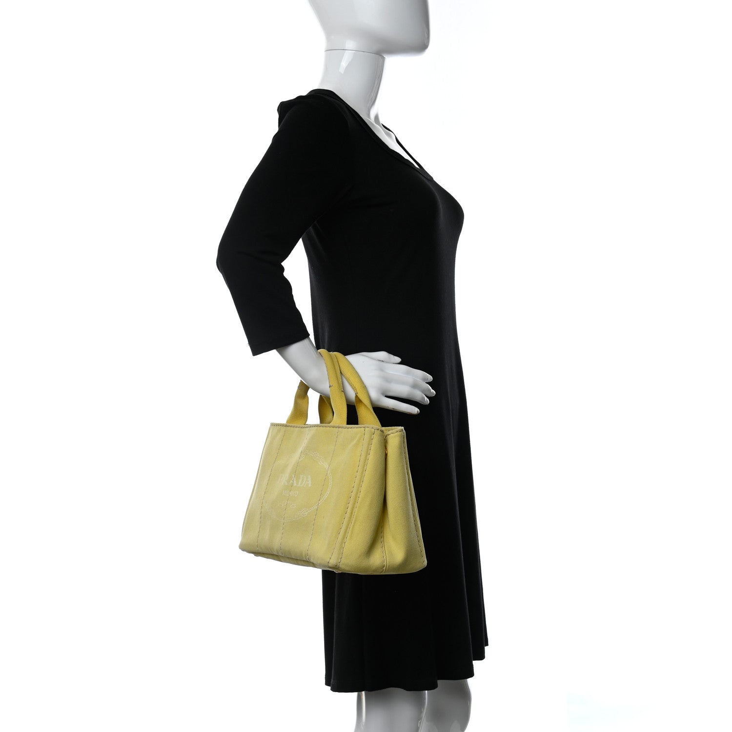 Prada Canvas Canapa Small Logo Tote Yellow 2 of 19