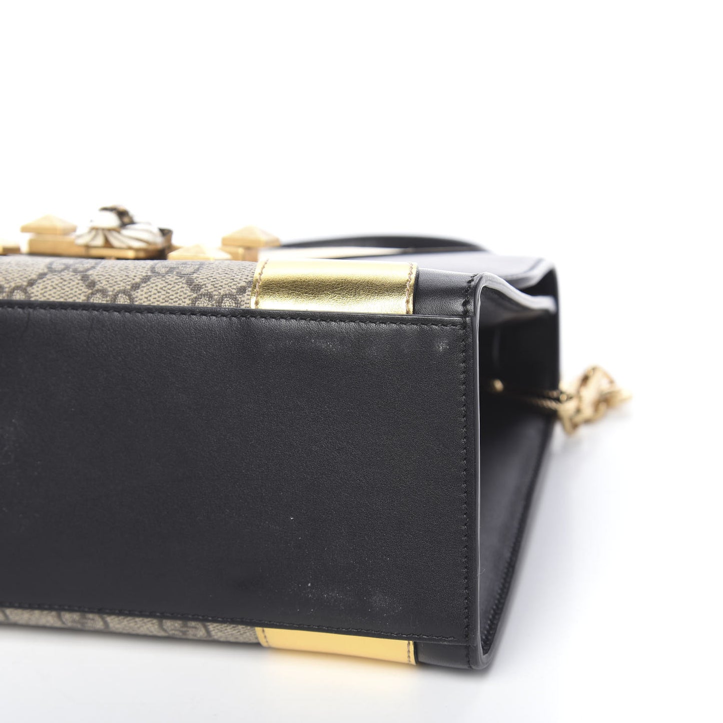 GG Supreme Monogram Small Osiride Top Handle Bag Black Gold
