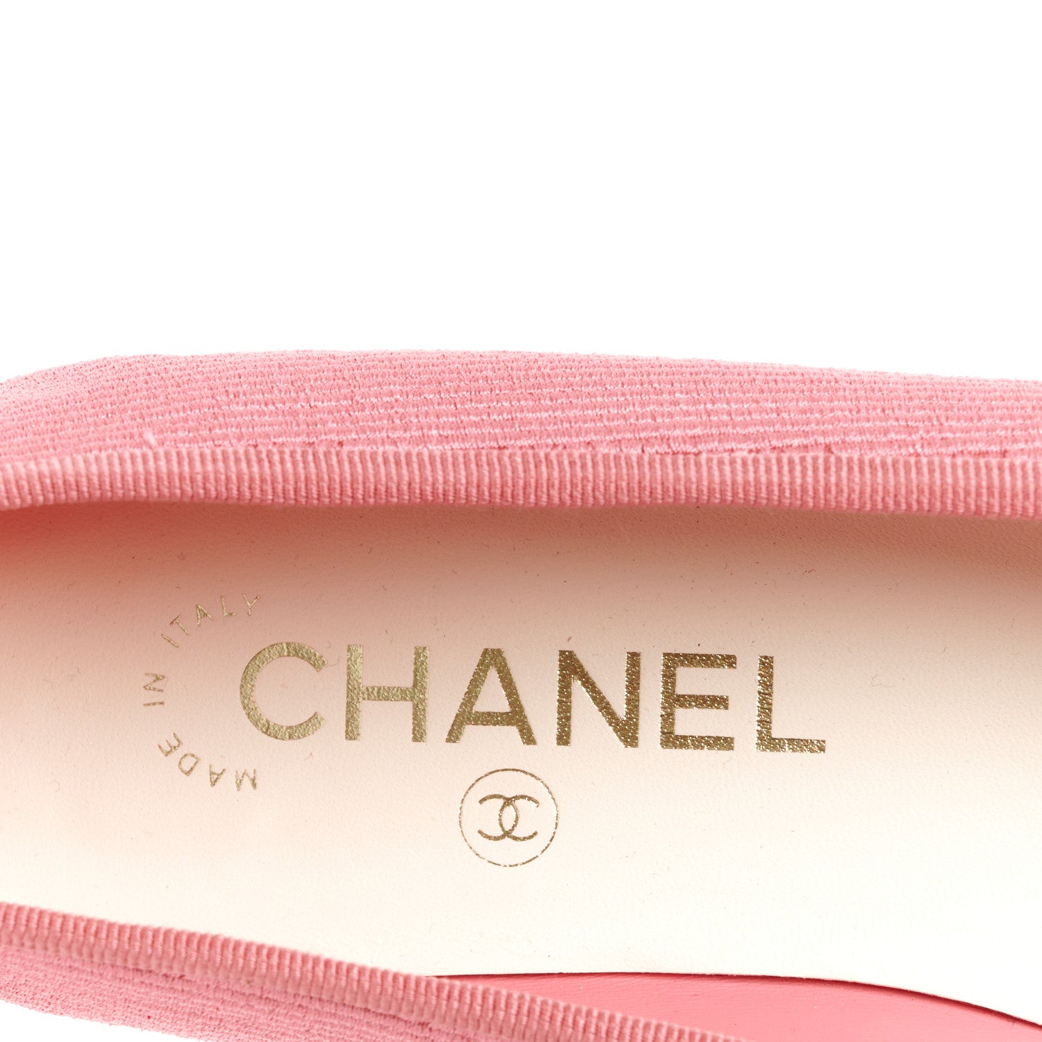 Chanel Embroidered Fabric Cap Toe CC Ballerina Flats 37.5 Pink 7 of 10