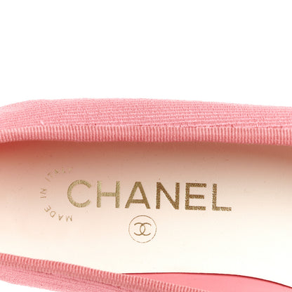 Chanel Embroidered Fabric Cap Toe CC Ballerina Flats 37.5 Pink 7 of 10