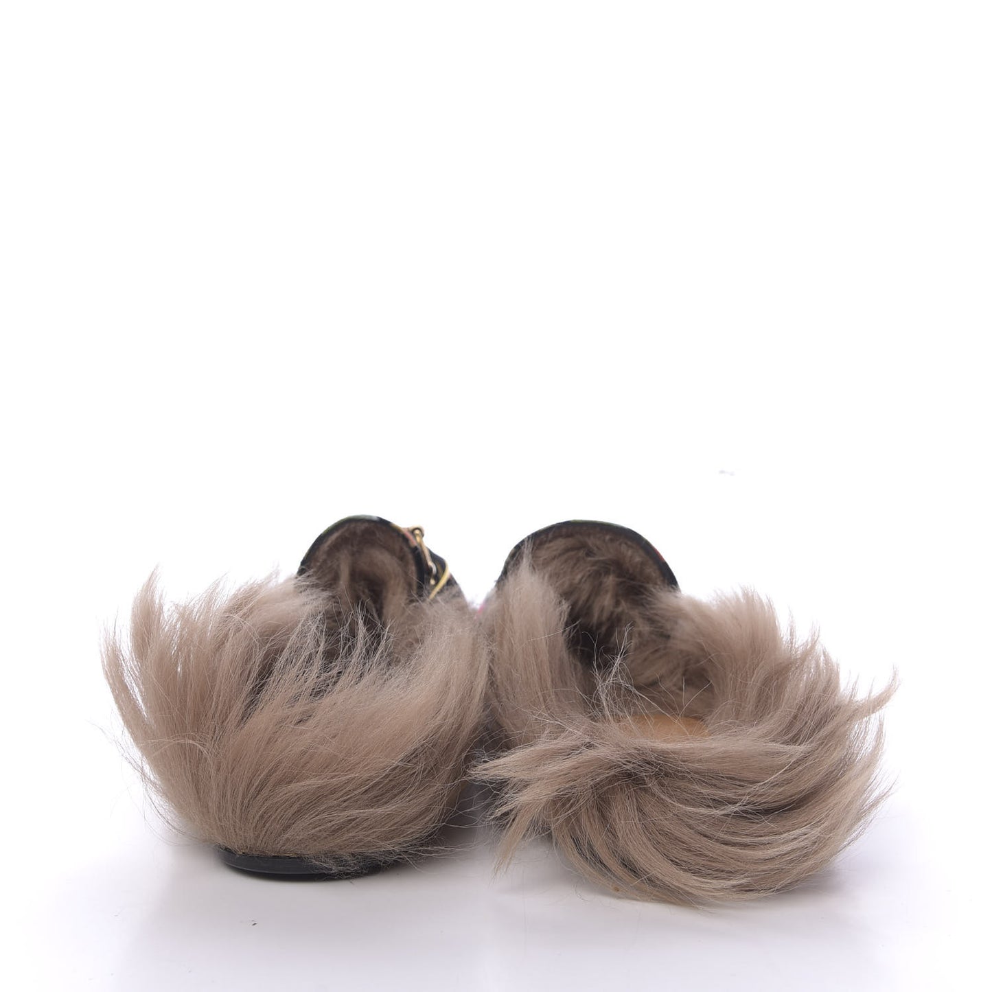 Velvet Fur Floral Womens Princetown Slippers 41 Black