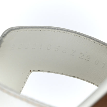 Hermes Box Calfskin Oran Sandals 37 White 6 of 9