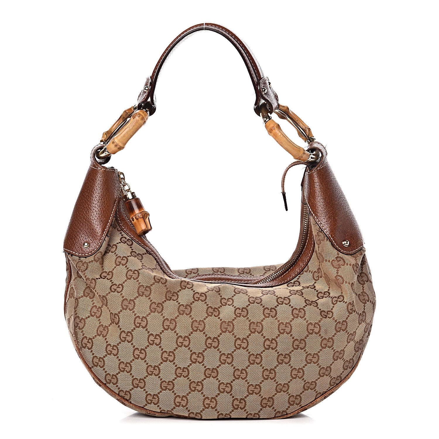 Gucci Monogram Bamboo Ring Hobo Brown 1 of 17