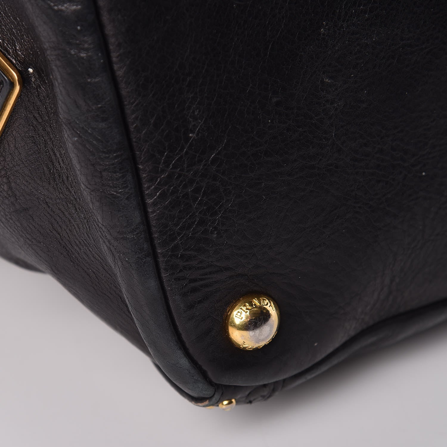 Prada Glace Calfskin Studded Shoulder Bag Black 14 of 16