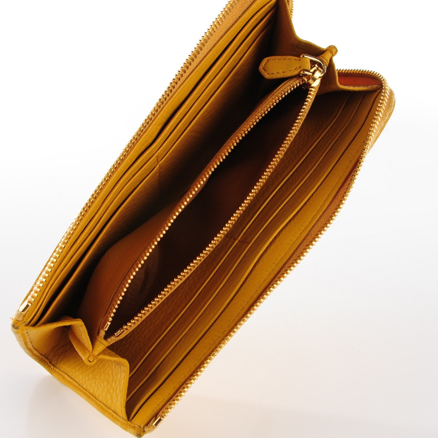 Prada Vitello Daino Zip Around Continental Wallet Mimosa 9 of 9