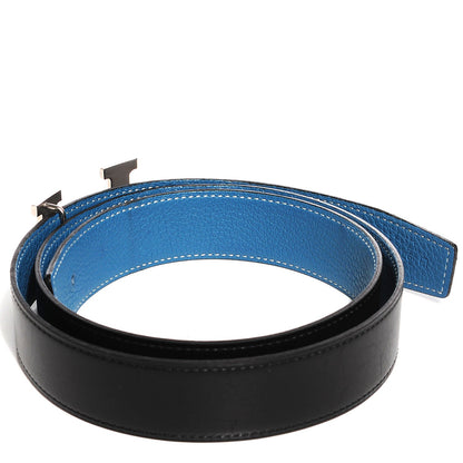 Hermes Togo Box 32mm H Belt 90 Blue Jean Noir 11 of 18
