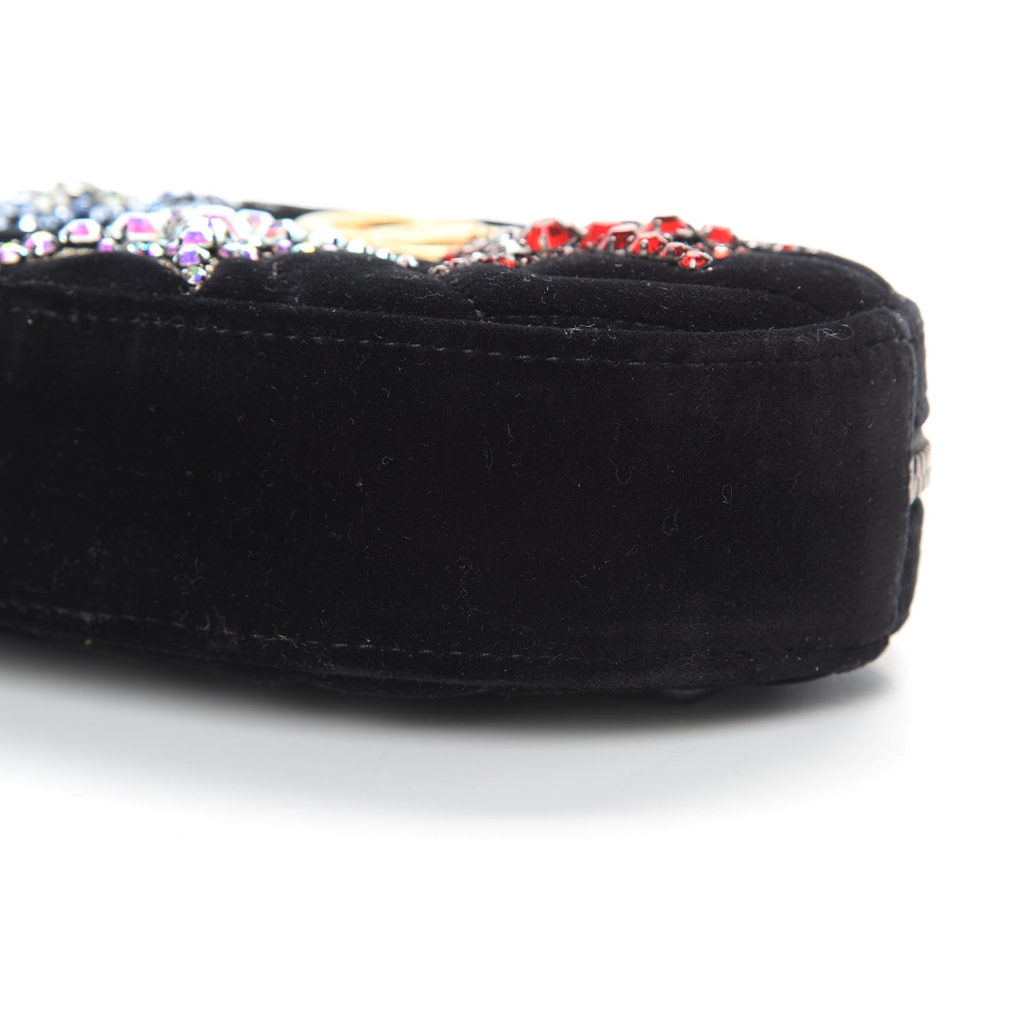 Gucci Velvet Matelasse Crystal Star GG Marmont Belt Bag 85 34 Black 10 of 10