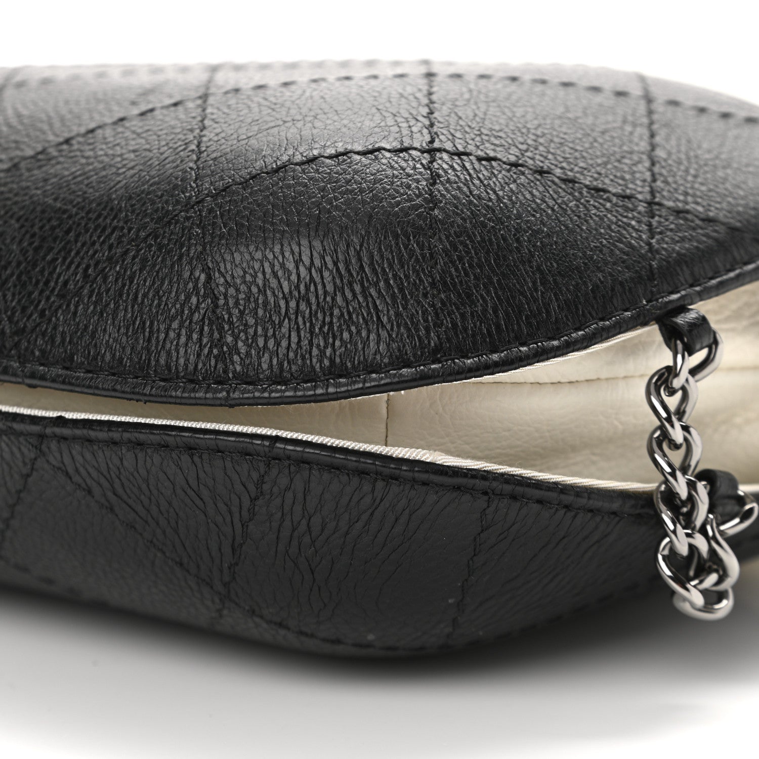 Chanel Aged Calfskin Quilted Small Gabrielle Bucket White Black 10 of 10