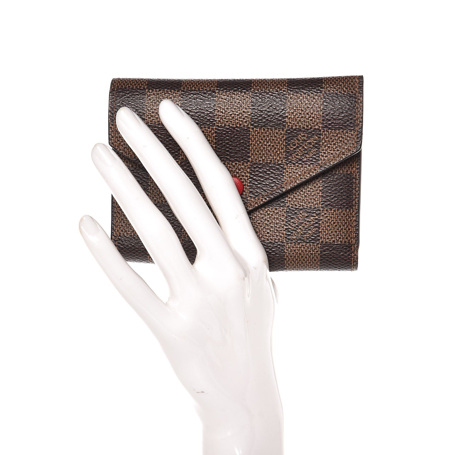 Louis Vuitton Damier Ebene Victorine Wallet Red 2 of 7