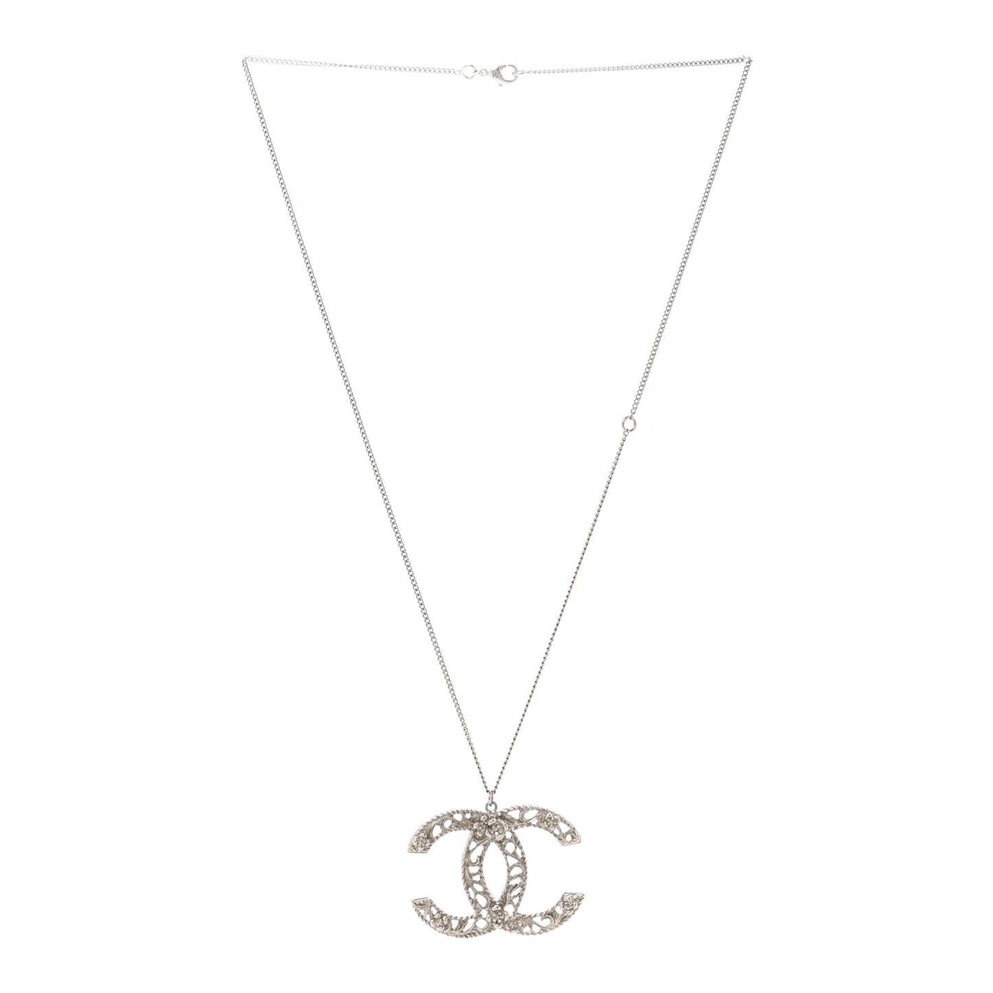 Large Baroque CC Necklace Silver