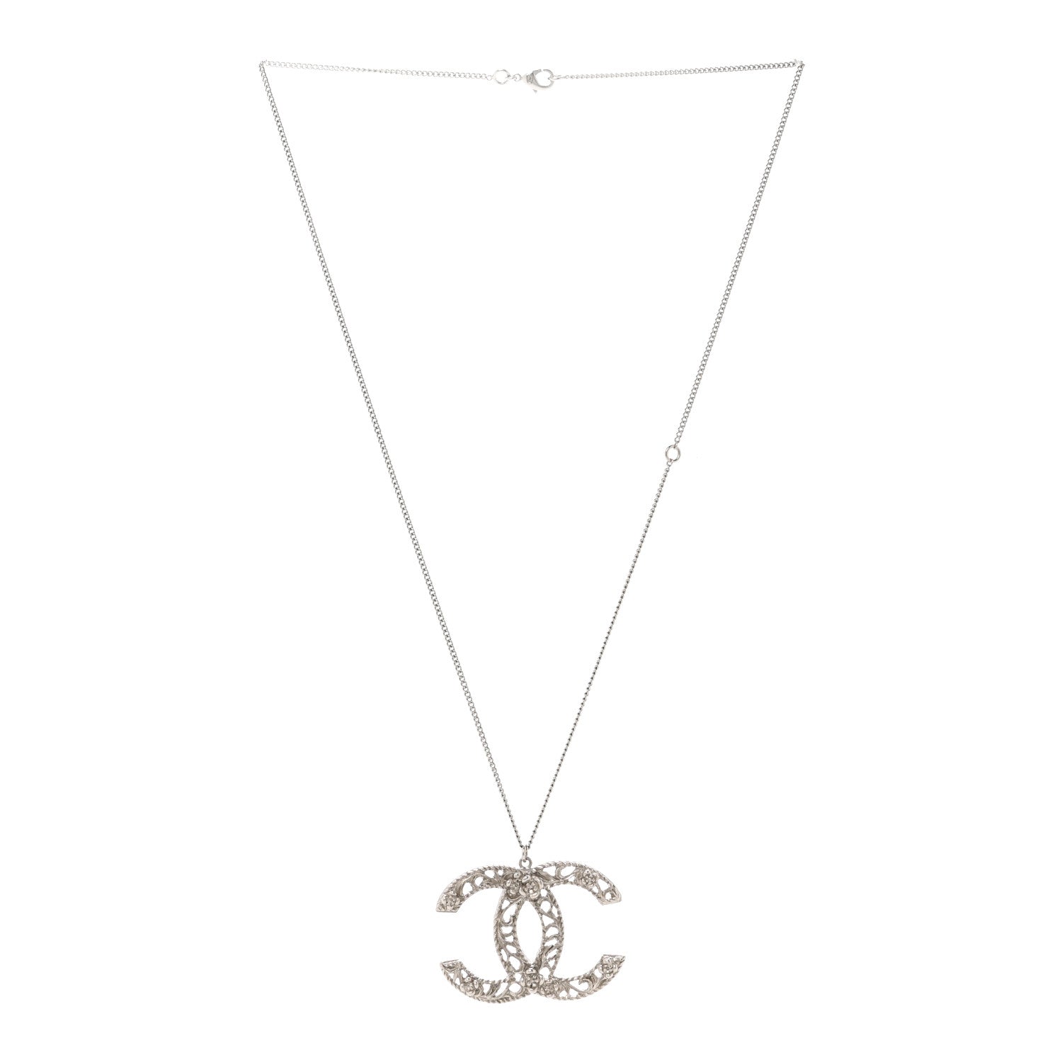Chanel Large Baroque CC Necklace Silver 3 of 6