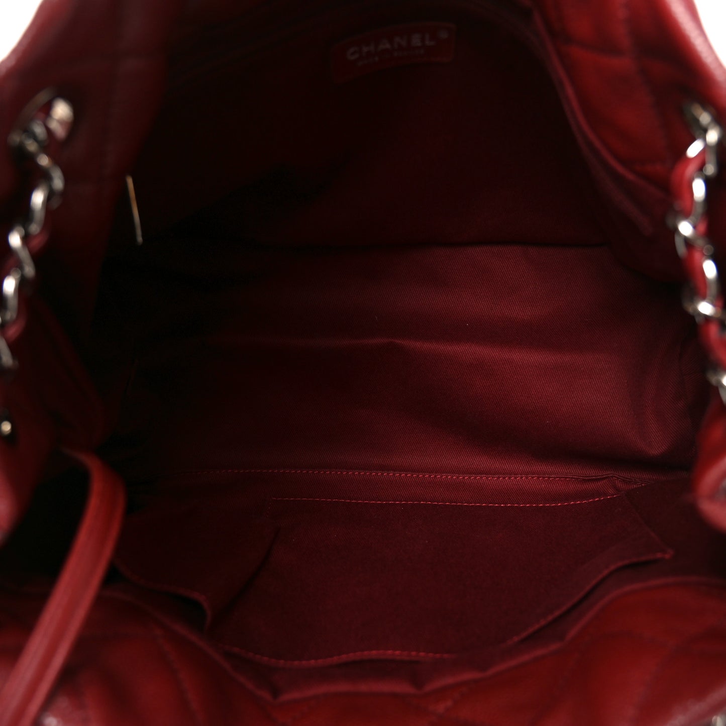 Caviar Quilted Large Timeless CC Soft Tote Dark Red