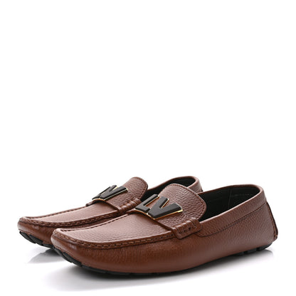 Louis Vuitton Calfskin Mens LV Loafers 10 Brown 3 of 9
