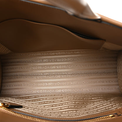 Prada Soft Calfskin Triangolo Symbole Embossed Mini Tote Caramel 5 of 9