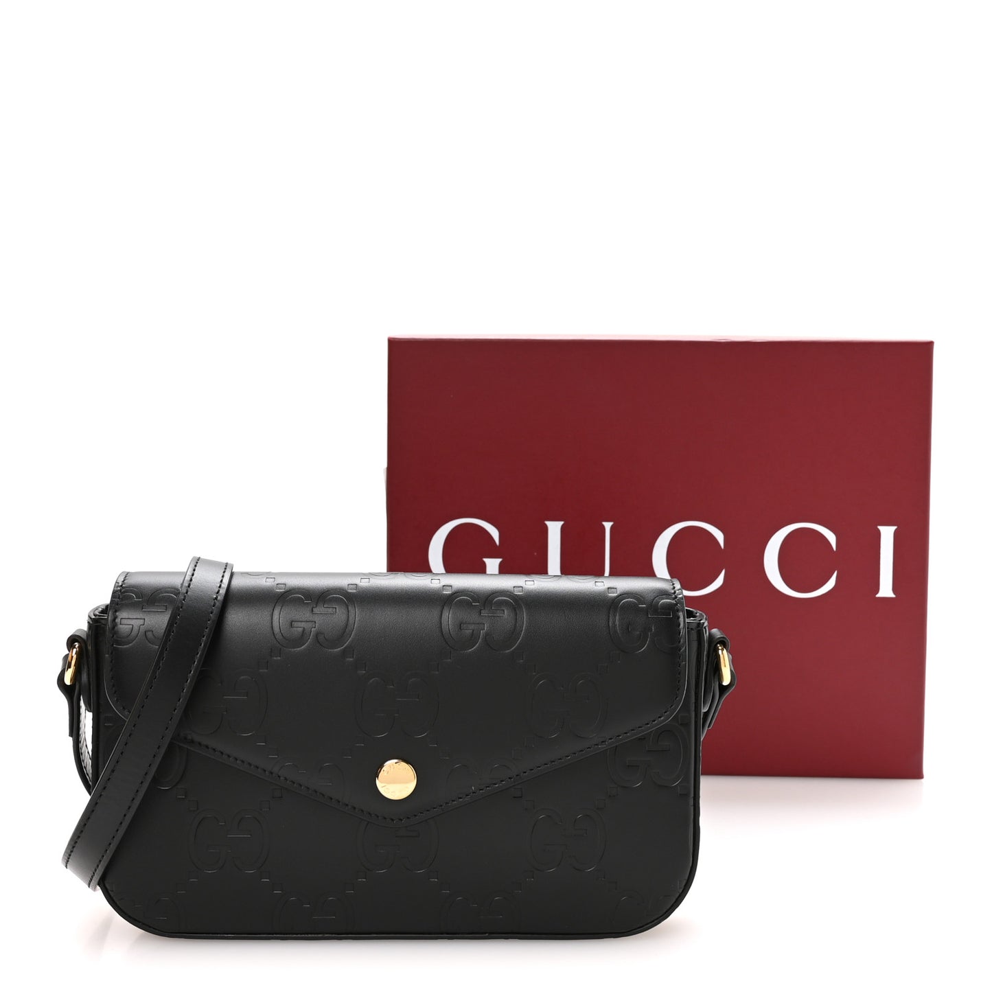 Gilbert Calfskin GG Super Mini Shoulder Bag Black Black