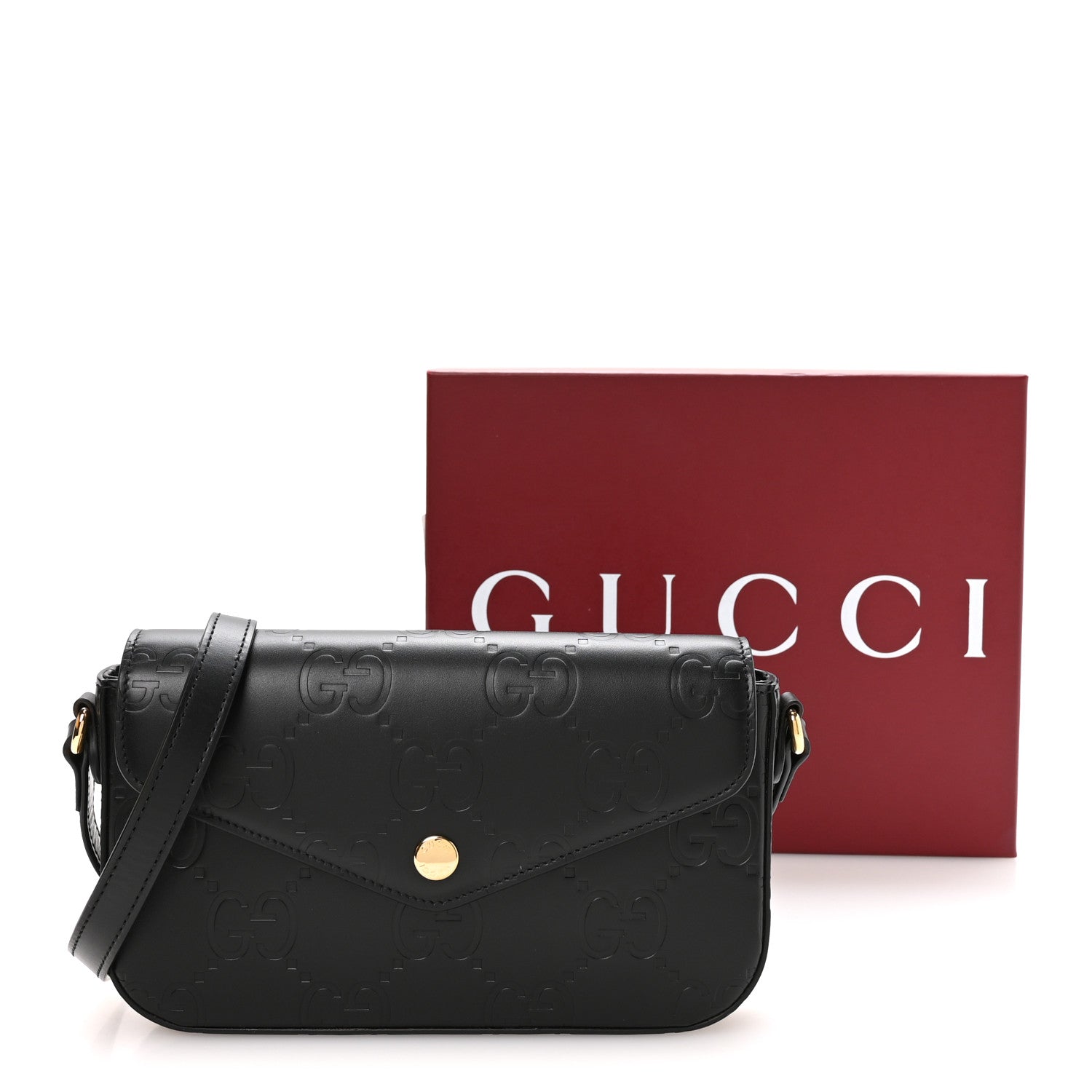 Gucci Gilbert Calfskin GG Super Mini Shoulder Bag Black Black 10 of 10