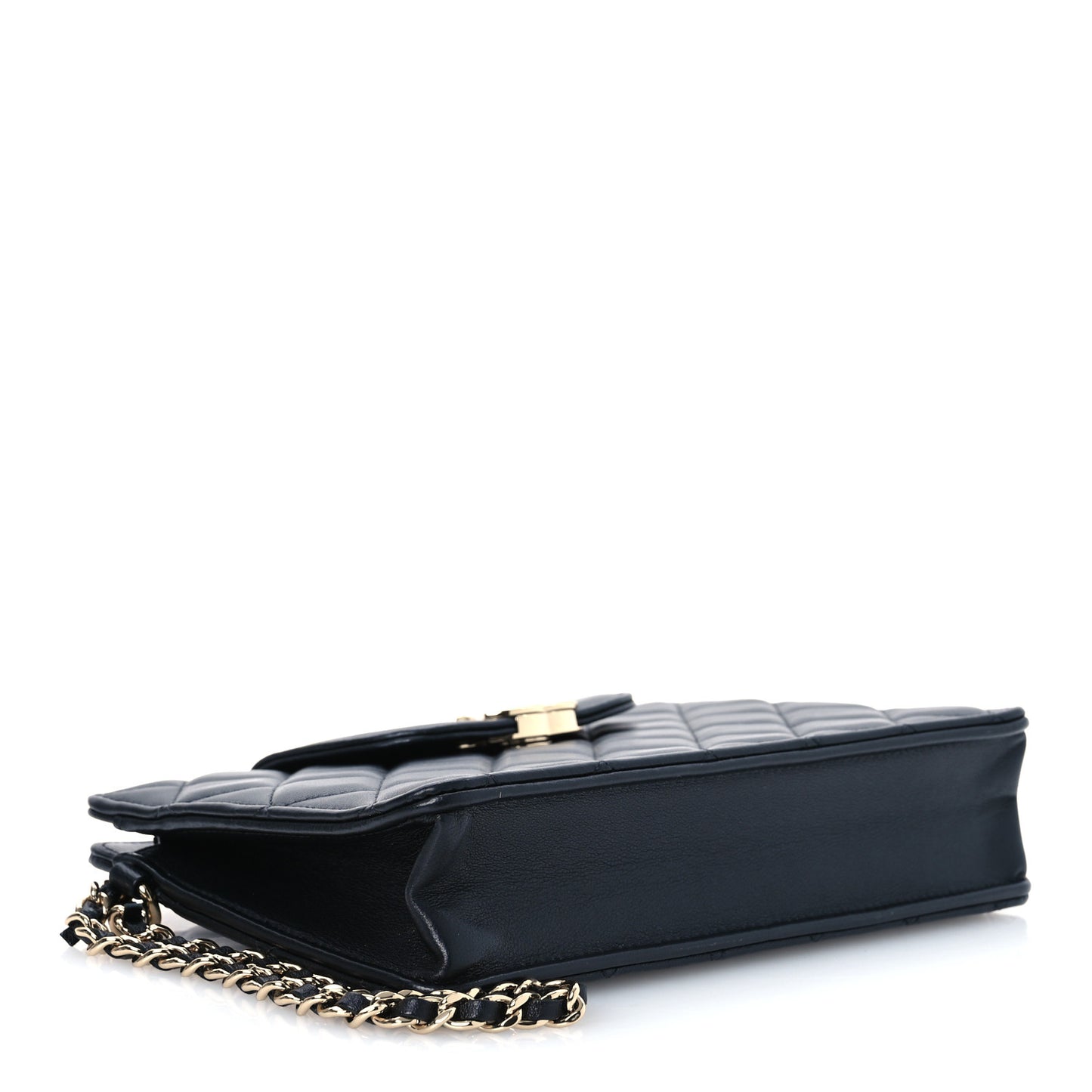 Lambskin Quilted CC Pouch Wristlet Black