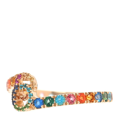 Gucci 18K Yellow Gold Mixed Gemstone Running GG Ring 52 6 4 of 5