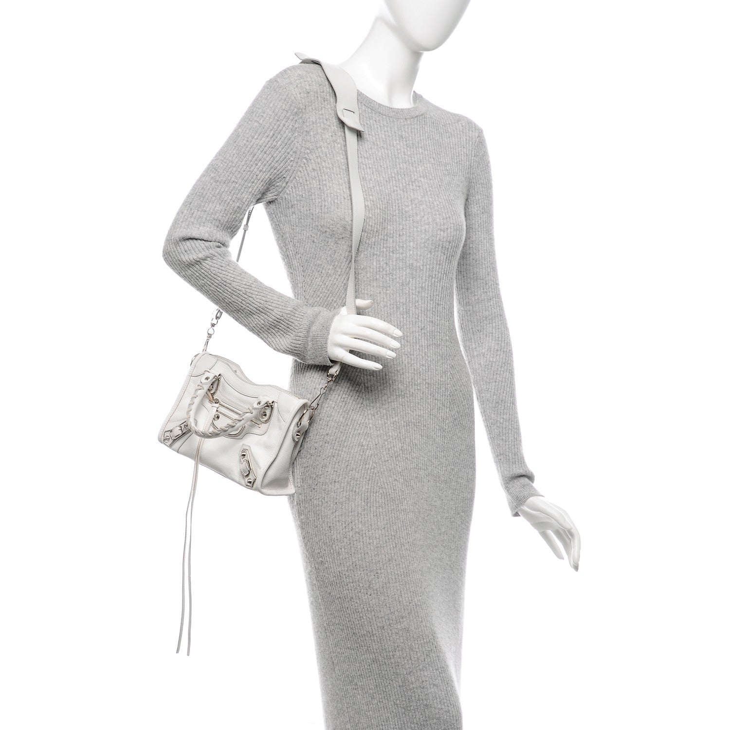 Balenciaga Chevre Silver Metallic Edge Hardware Mini City White 2 of 6