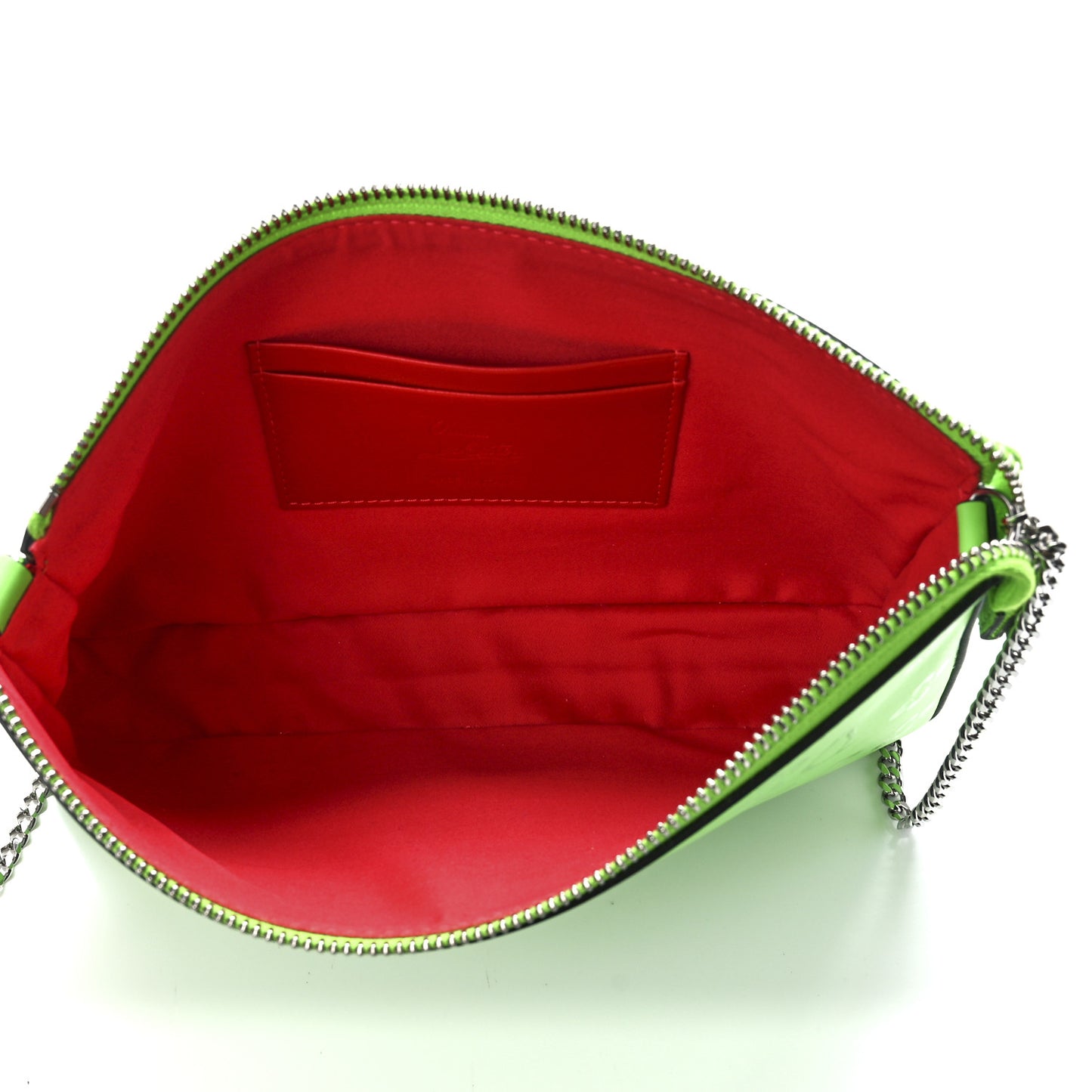 Calfskin Loubila Loubinthesky Chain Clutch Neon Green