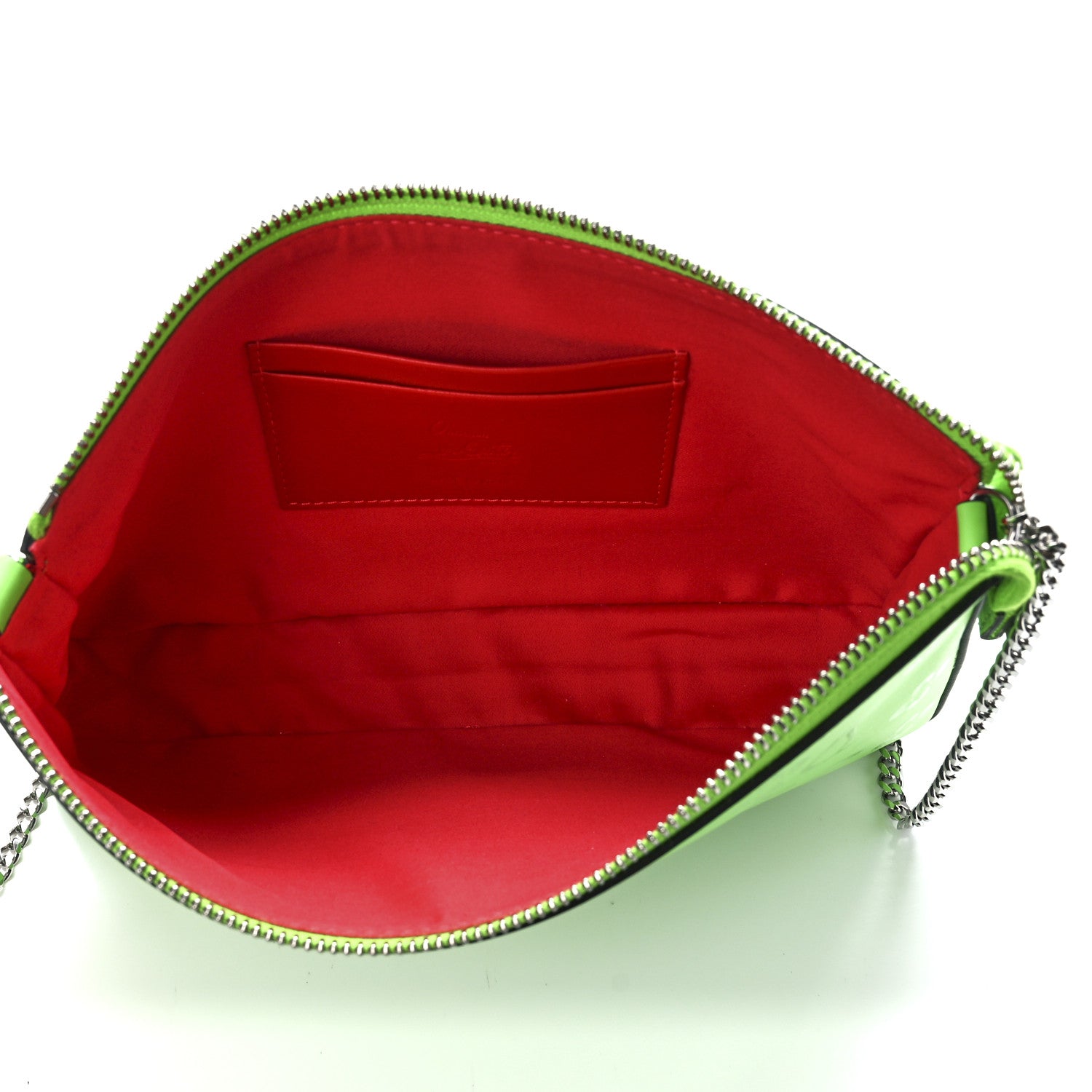 Christian Louboutin Calfskin Loubila Loubinthesky Chain Clutch Neon Green 5 of 10
