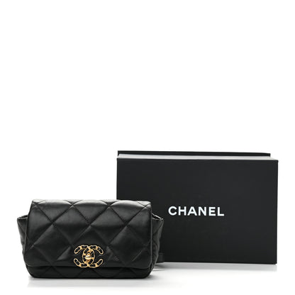 Chanel Goatskin Quilted Chanel 19 Waist Bag Black 11 of 11