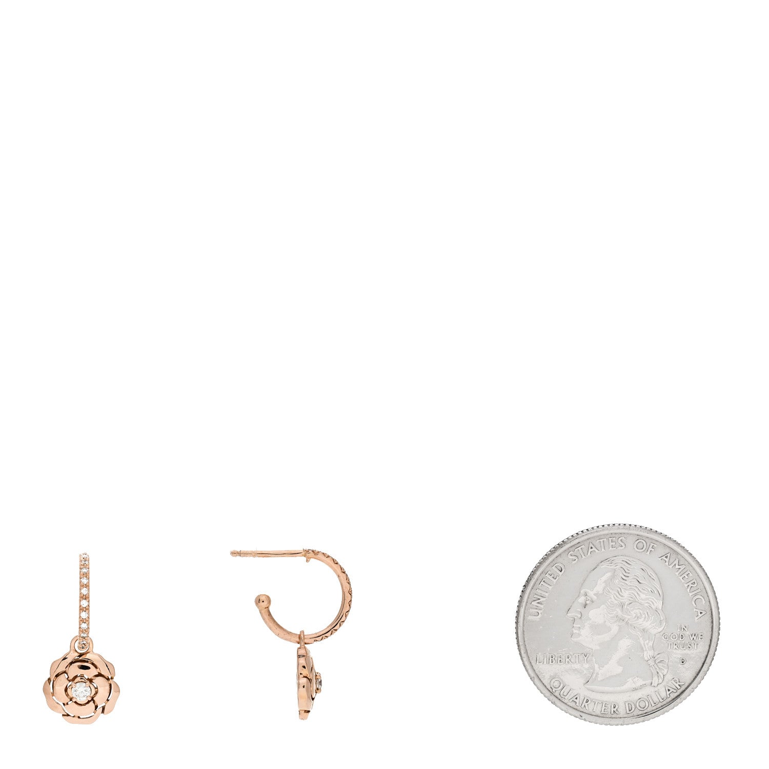Chanel 18K Rose Gold Diamond Extrait de Camelia Drop Earrings 2 of 5