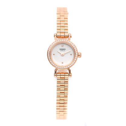 Hermes 18K Rose Gold Diamond Bezel 16mm Faubourg Quartz Watch 1 of 5