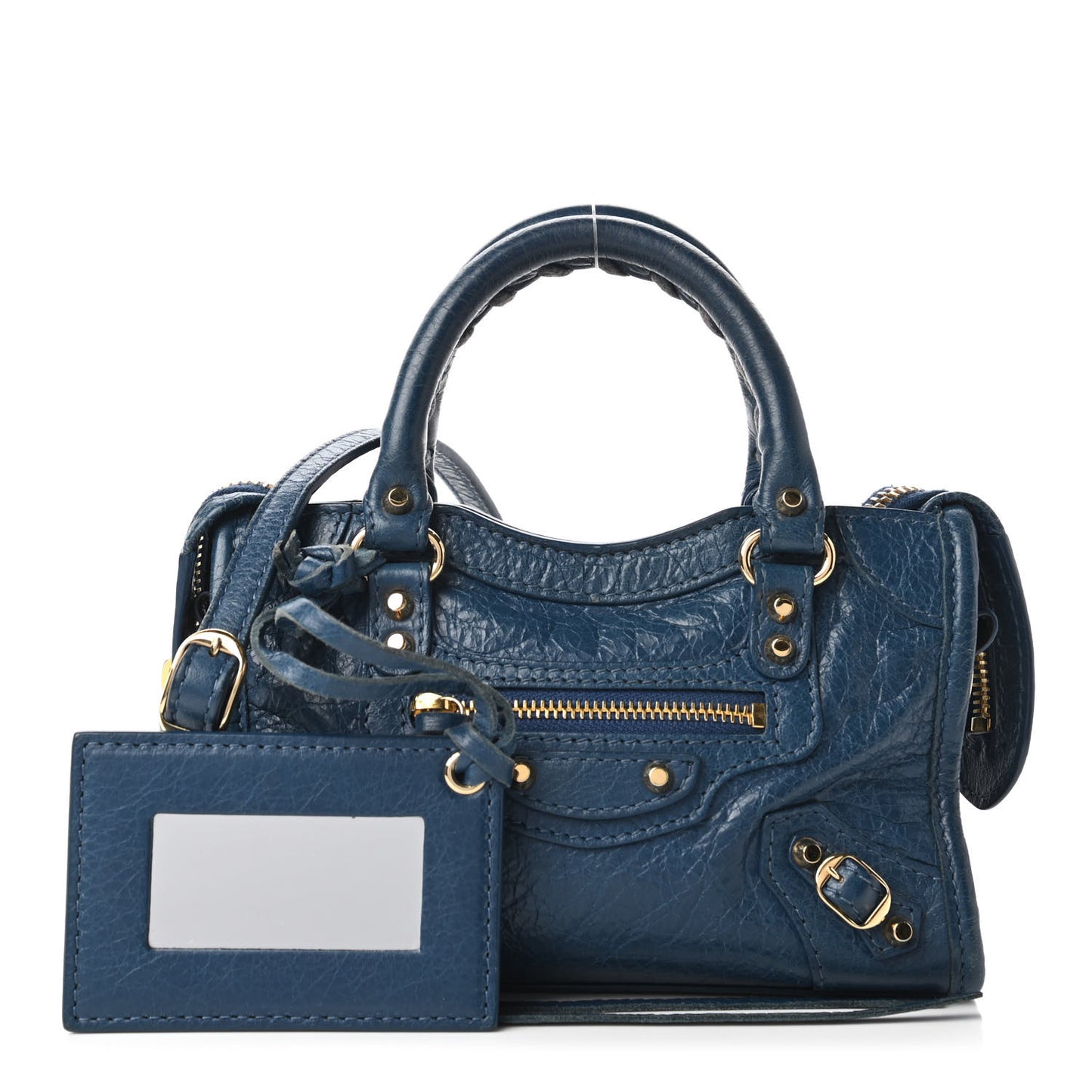 Agneau Classic Gold Hardware Nano City Bleu Profond