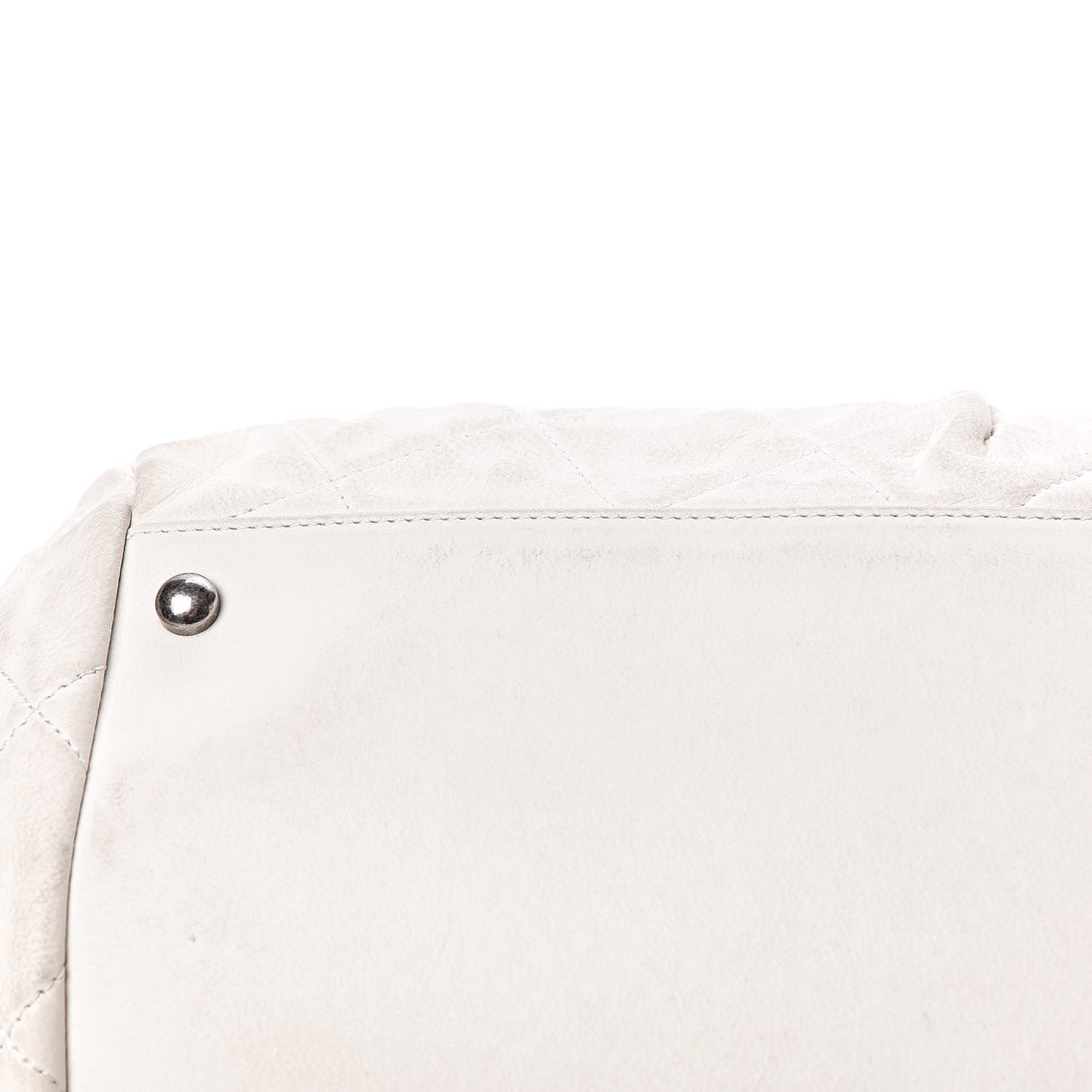 Iridescent Calfskin Chic Quilt Bowling Bag White