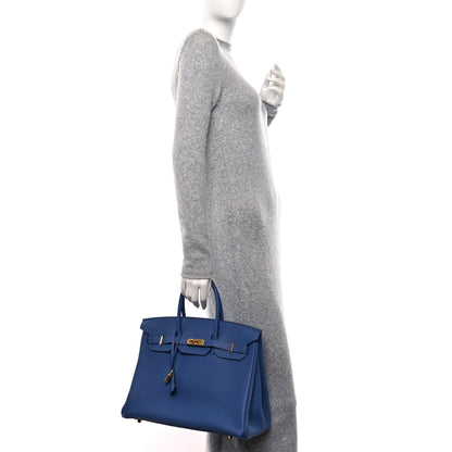 Hermes Togo BIRKIN 35 Bleu Brighton 2 of 12