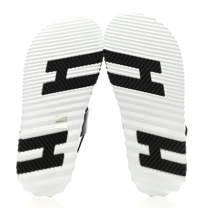 Hermes Calfskin Goatskin Mens Electric Sandals 43 Black White 5 of 9