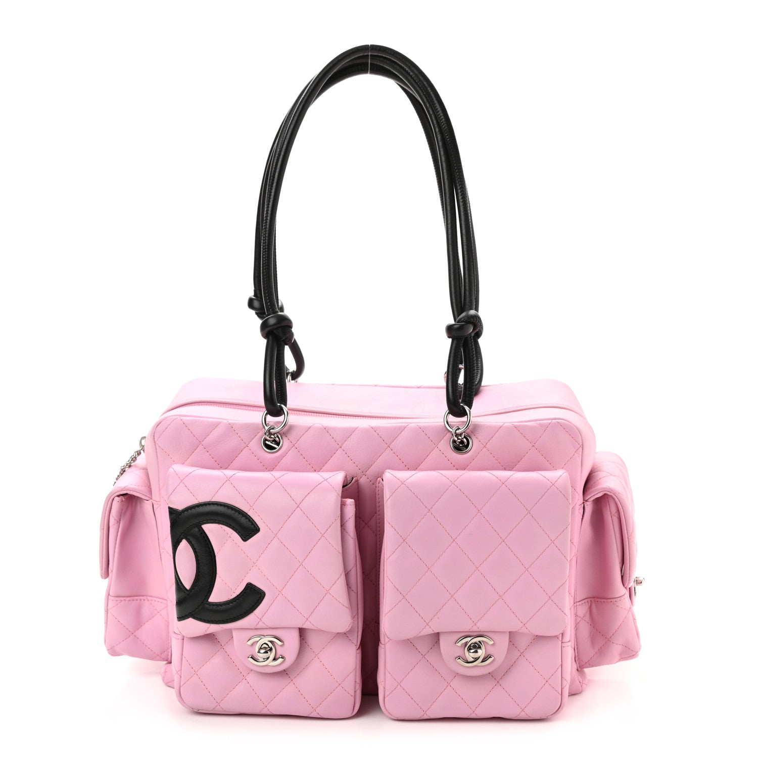 Chanel Calfskin Quilted Large Cambon Multipocket Reporter Pink Black 1 of 10