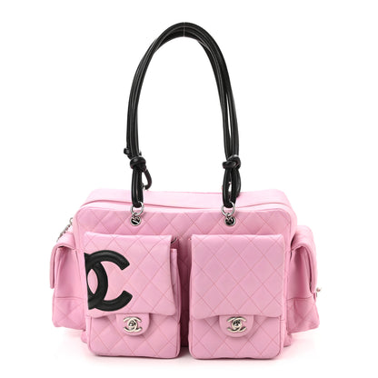 Chanel Calfskin Quilted Large Cambon Multipocket Reporter Pink Black 1 of 10